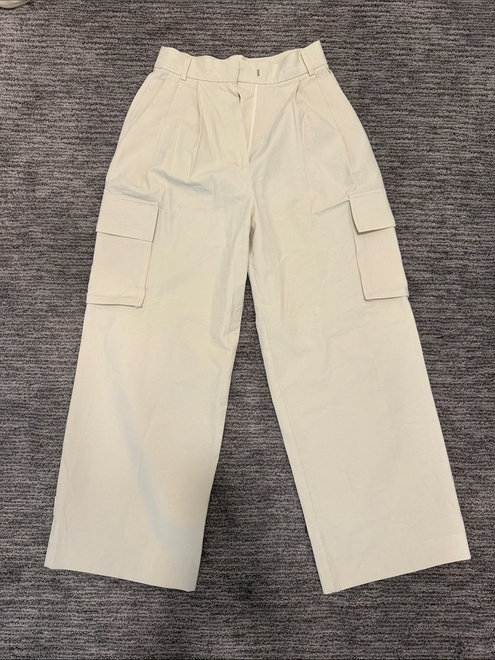 The Frankie Shop Cream Wide Leg Cargo Pants